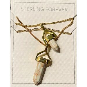 Marbled Dual Layer Stone Pendant Necklace